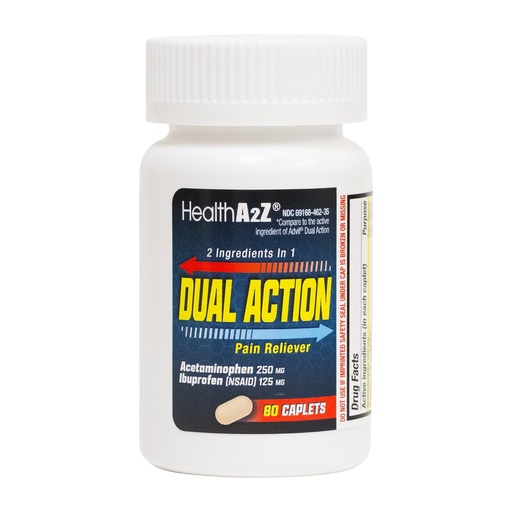 [BRSROCDYPMBQY3I2] HealthA2Z® Dual Action Acetaminophen 250mg + Ibuprofen 125mg, Pain, 80 Ct