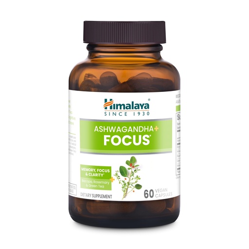 [BRSRMAAFPMGR4FL6] Himalaya Ashwagandha+ Focus - Herbal Focus Supplement with B12, Rosemary, Green Tea, and Bacopa Nootropics for Memory and Clarity - Vegan, Non-GMO, Gluten Free, 1690 mg, 60 Caplets