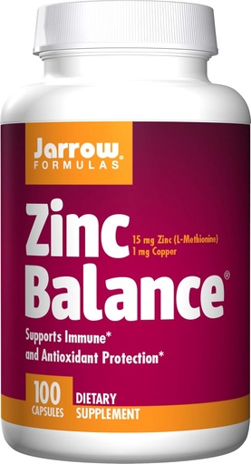 [BRSWIYYPOMNWEYD2] Jarrow Formulas Zinc Balance 15 mg - 100 Veggie Caps - Immune Support - Includes Copper - 100 Servings