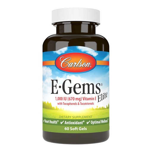 [BRSWECQ2B4BRSFD6] Carlson - E-Gems Elite, 1000 IU (670 mg) Vitamin E with Tocopherols and Tocotrienols, Optimal Wellness, 60 Softgels