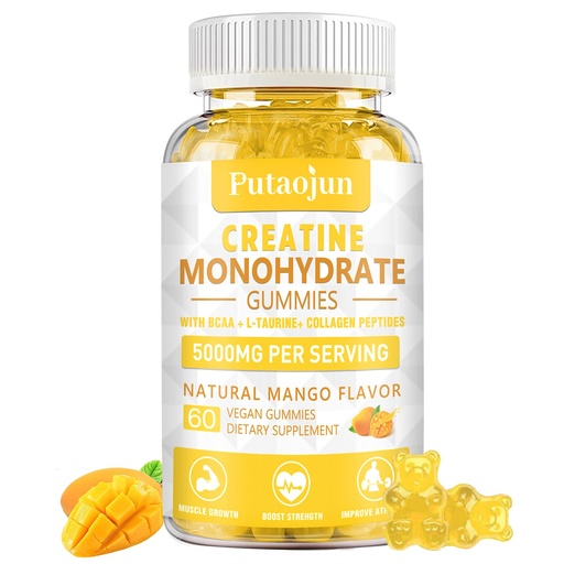 [BRSRAYIBC57WCGTD] Creatine Monohydrate with Vitamins D3 & B12 | Sugar-Free Hydrolyzed Collagen & Creatine Gummies | 60 Count
