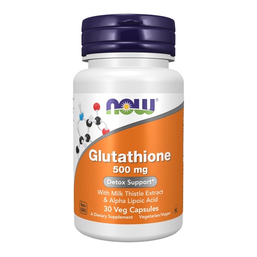 [BRSWGZ32AAOQME3H] NOW Foods Supplements, Glutathione 500 mg, With Milk Thistle Extract & Alpha Lipoic Acid, Free Radical Neutralizer*, 30 Veg Capsules