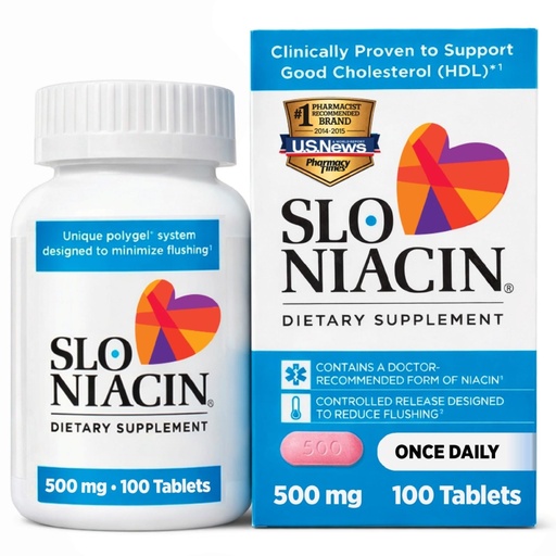 [BRSWIYTZOZ5Q2DLJ] Slo-Niacin Polygel Controlled-Release Niacin, 500 mg, 100 Count