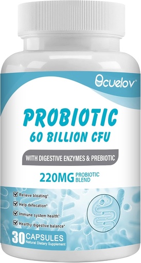 [BRSRAED4AUPAMEYV] Probiotics 60 Billion CFU with 10 Strains & 3 Organic Prebiotics,Probiotics Supplement for Women Men Support Metabolism,Immunity and Digestive Health,Non-GMO & Gluten Free,30 Capsules