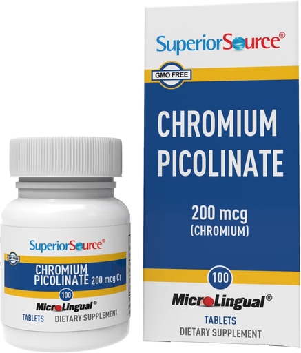 [BRSWIZYZOMDRSHD4] Superior Source Chromium Picolinate - Supplement Formula Supports Healthy Sugar Metabolism - 500 mcg, 50 Instant Dissolve Tablets