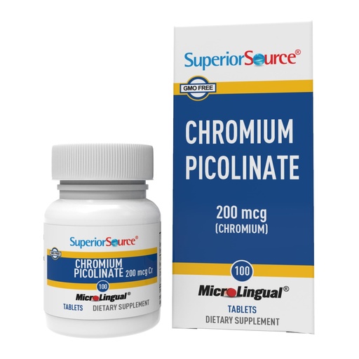 [BRSWIZYZOMDRSHD4] Superior Source Chromium Picolinate - Supplement Formula Supports Healthy Sugar Metabolism - 500 mcg, 50 Instant Dissolve Tablets