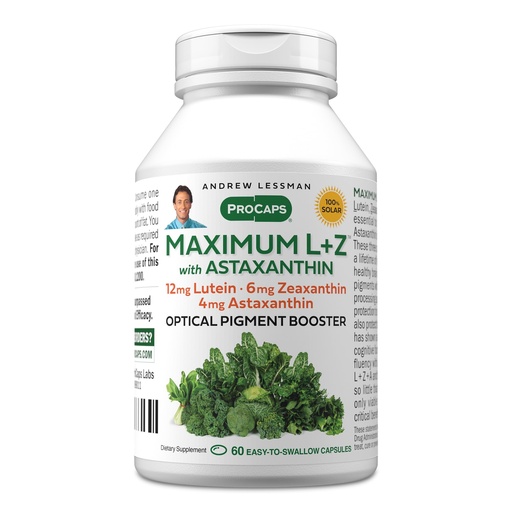 [BRSWYEAROVYAKG3F] ANDREW LESSMAN Maximum L+Z with Astaxanthin 60 Softgels - 12mg Lutein, 6mg Zeaxanthin, 4mg Astaxanthin. Key Nutrients to Support Eye and Brain Health, and Promote Healthy Vision.