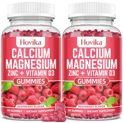 [BRSRAFABOYNG2FDP] Calcium Magnesium Zinc Gummies with Potassium Vitamin C, B6, D3, K2 - Calcium for Women & Men - Calcium Magnesium Zinc Multi Vitamin Supplement for Bones, Muscles, Teeth, Calm, Mood - 2 Pack - 60 Cts