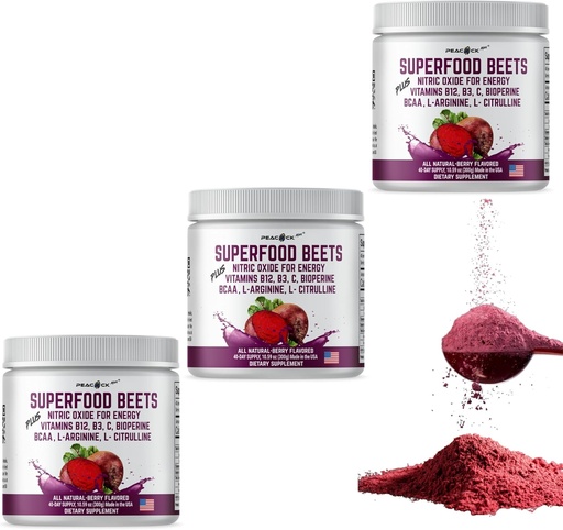 [BRSRAZT4DN7QK3T6] Superfood Beets Powder, 10.59oz (Pack of 12) - Beetroot Powder Organic Beet Root Blend with Green Tea & Berry Flavor, Non-GMO, Plant-Based Drink Mix