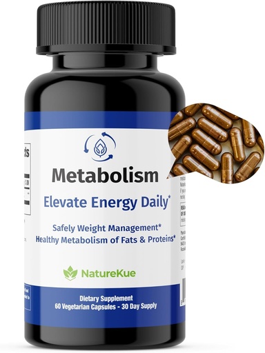 [BRSRA2Q6BYPGMGQ7] NatureKue Metabolism | Natural Weight Management & Energy Support | Immune & Digestive Health | Puerh Tea Extract, Green Tea, Herbal Supplement for Metabolism Boost – 60 Vegetarian Capsules