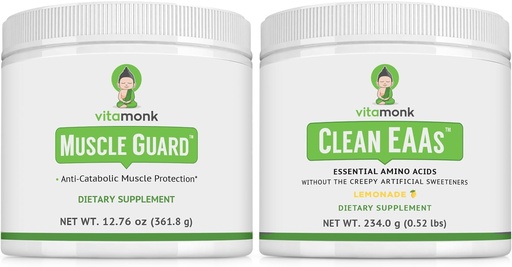 [BRSRAHYHA4PAECLB] VitaMonk Muscle Guard & Clean EAA Bundle, HMB, EAAs, Vitamin D, Magnesium, 9 Essential Amino Acids for Muscle Growth, Recovery & Performance, Lemonade Flavor, No Artificial Sweeteners