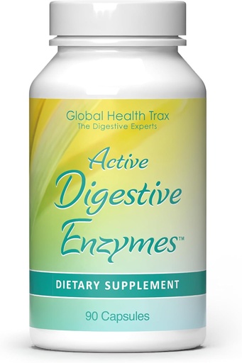 [BRSWIYQYDN4QM3T2] Global Health Trax - Active Digestive Enzymes Supplement, 90 Capsules - Comprehensive Digestive Support with Enzymes to Promote Healthy Digestion for Men and Women