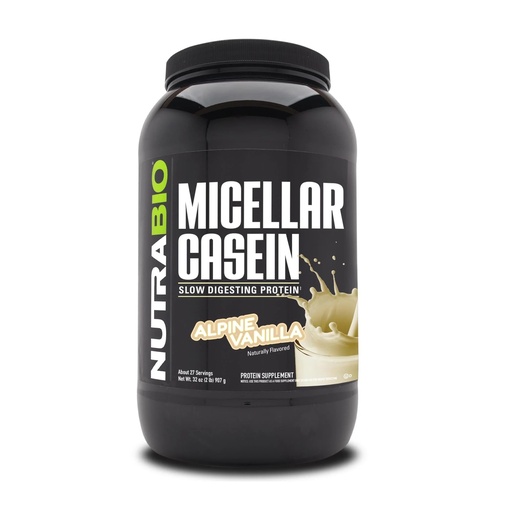 [BRSWIEA2BMCBEDA7] NutraBio Casein Protein Powder, Micellar Casien Powder, 25g Slow Digesting Protein, Helps Keep You Full, Overnight Muscle Recovery & Growth, BCAA & EAA, Gluten Free, Soy Free, 2lb Vanilla