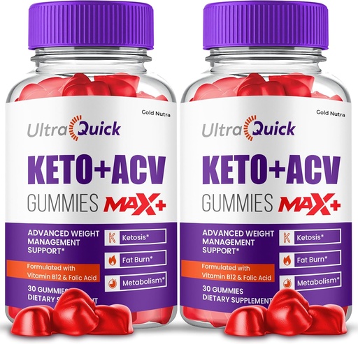 [BRSRAFIYCR6GYH34] (2 Pack) UltraQuick Max + ACV Gummies, högre styrka, officiell Ultra Quick Max + Gummies, 2X Stronger Apple Cider Vinegar Gummy, 2 månaders leverans