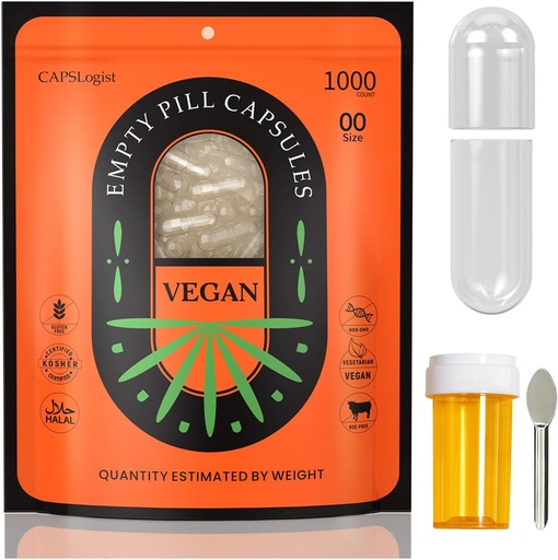 [BRSRAGAYAQMBEF3H] 00 Cápsulas 1000 Conde, cápsulas de pílulas baleiras, cápsulas veganas baleiras, cápsulas de xel tamaño 00 con culleres e botella de medicina para capa de recheo, cápsulas vexetais baleiro, claro