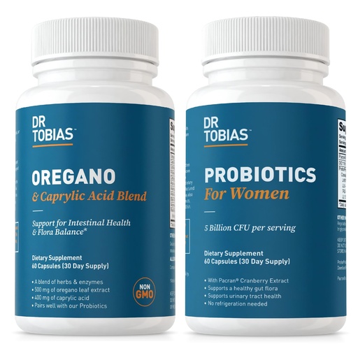 [BRSRAFANOIHAK3TL] Dr. Tobias Oregano and Caprylic Acid Blend and Probiotics for Women - Supports Gut, Immune, and Urinary Health, Non-GMO