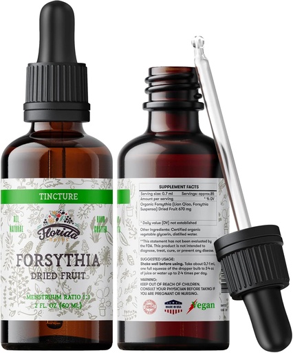[BRSWGFAFAV4GO237] Forsythia Tincture, Organic Forsythia Extract (Lian Qiao, Forsythia Suspensa) Health Supplement, Non- GMO in Cold- Pressed Organic Zeleninové Glycerin 2 oz, 670 mg