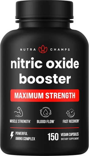 [BRSWGZI3PMHBSCTA] NutraChamps Nitric Oxide תוסף, L-Arginine, L Citrulline Malate, AAKG, Pine Bark, Grape Seed Extractd Extract, תוספת כוח Nitric ide Booster, Nitric Oxide Pills, כוח, אנרגיה, זרימת דם.