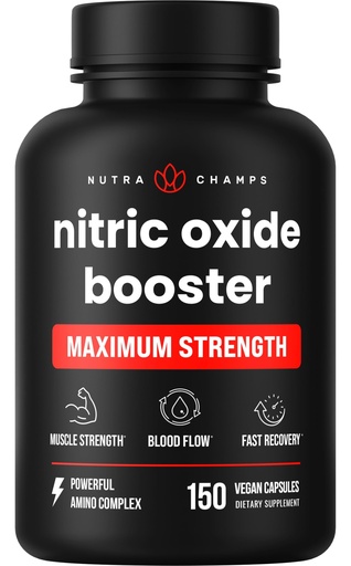 [BRSWGZI3PMHBSCTA] NutraChamps Nitric Oxide Supplement, L-Arginine, L Citrulline Malate, AAKG, Pine Bark, Grape Seed Extract, Extra Strength Nitric Oxide Booster, Nitric Oxide Pills, Strength, Energy, Blood Flow