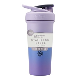 BlenderBottle Sport Sleek Insulated Stainless Steel Shaker Bottle with Wire Whisk, 25-Ounce, Lavender Ombre – Protein Shakes & Hydration for Athletes & Fitness Enthusiasts, Easy Mixing, Lockable Lid