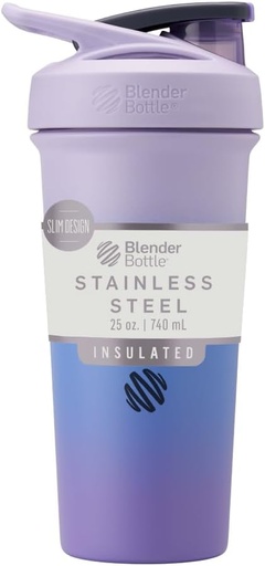 [BRSROFL7CJ4AMHYY] BlenderBottle Sport Sleek Eristetty ruostumaton teräs Shaker Pullo Wire Whisk, 25-Aunce, Lavender Ombre 