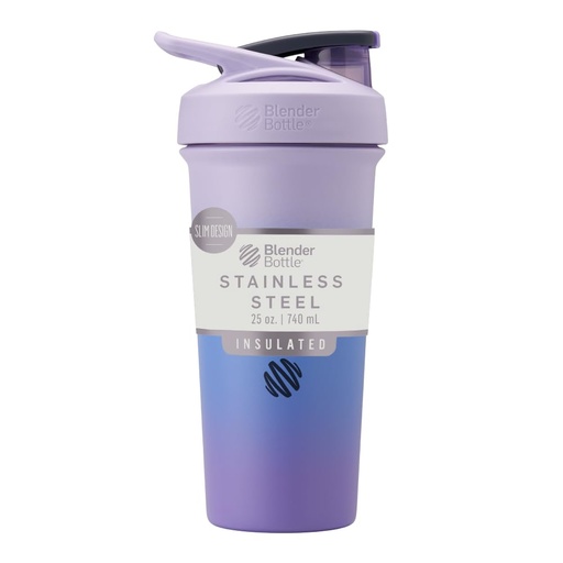 [BRSROFL7CJ4AMHYY] BlenderBottle Sport Sleek Insulated Stainless Steel Shaker Bottle with Wire Whisk, 25-Ounce, Lavender Ombre – Protein Shakes & Hydration for Athletes & Fitness Enthusiasts, Easy Mixing, Lockable Lid