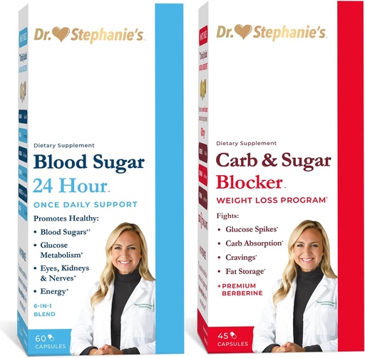 [BRSW2BAQPJ7B4DTX] Dr Stephanie's Bundle Pack - 24-tunnine tugi + Carb & Sugar Blocker - igapäevane täiendus