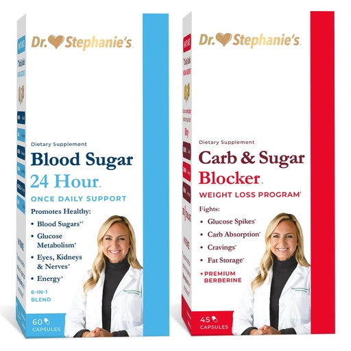 [BRSW2BAQPJ7B4DTX] Dr. Stephanie's Bundle Pack - 24 Hour Support + Carb & Sugar Blocker - Daily Supplement