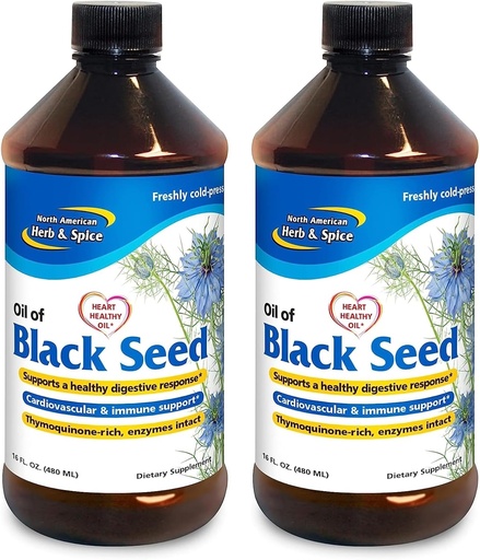 [BRSROEI2BUCGKE3H] NORTH AMERICAN HERB & SPICE Black Seed Oil - 16 fl oz, Pack of 2 - Digestive & Immune Support - Non-GMO - 192 Total Servings