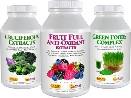 [BRSW2HT4ORYBQELH] ANDREW LESSMAN 3 Προϊόν Healthy Foods Bundle - 180 Count every of Cruciferan Extracts, Full Fruit Anti-Oxidant Extracts and Green Foods Complex. Παρέχει Διατροφικά Οφέλη 20+ Υγιέστερα Τρόφιμα.