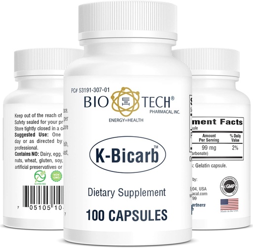 [BRSWIZ3RAJYBKCA7] Bio-Tech Pharmacal 칼륨 규정식 보충교재 (K-Bicarb, 100 조사)