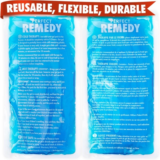[BRSWKHQRBZYQGYLZ] Perfect Remedy 2-Pack Gel Ice Packs for Injuries Reusable, Hot & Cold Pack That’s Durable, Soft & Flexible, Fast Relief & Recovery (Blue, Reg 2PK)