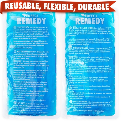 [BRSWKHQRBZYQGYLZ] Perfect Remedy 2-Pack Gel Ice Packs for Injuries Reusable, Hot & Cold Pack that’s Durable, Soft & Flexible, Fast Relief & Recovery (Blue, Reg 2PK)