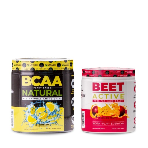 [BRSRAZD5AAFQAD3Z] Nutrology BCAA Natural, Plant Based BCAA Powder, Lemonade Flavor (30 Servings) Beet Active, Natural Pre-Workout Powder, Passion Fruit Flavor (30 Servings)