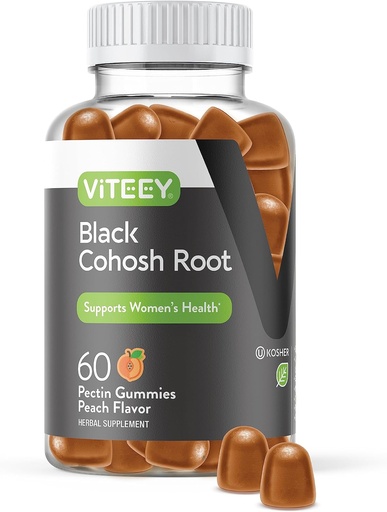 [BRSROEL7CJ6RYHQY] Viteey Black Cohosh Root Gummies - Menopause Relief for Hot Flashes and Night Sweats - Vegan, Gluten Free, Non-GMO - 60 Count