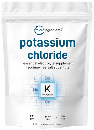 [BRSWGBTYB4JWAHI7] Potassium Chloride Powder, 1 KG (35 Ounce) | Salt Substitute & Essential Hydration Electrolyte Supplement | Supports Mineral Balance, Heart, Joint, and Immune Health | Filler Free, Dissolves Easily