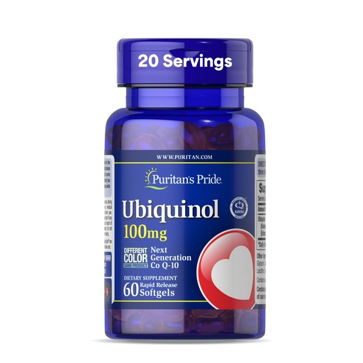 [BRSWIZQ3OV7GCG3Y] Puritan's Pride Next Gen Ubiquinol Coenzyme CoQ10 100mg, Dietary Supplement for Heart Health, Blood Pressure, Oral Gum Health, Aging and Cellular Energy Support, 60 Servings, Rapid Release Softgels