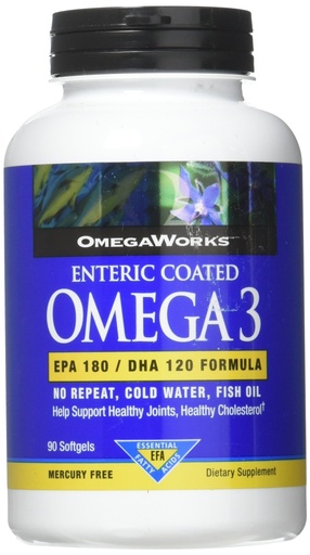 [BRSWIYYLBAMGG2T2] OmegaWorks Super Omega 3, EPA / DHA Fatty Acids, Healthy Joints, Enteric Coated 90 softgels, 90 servings