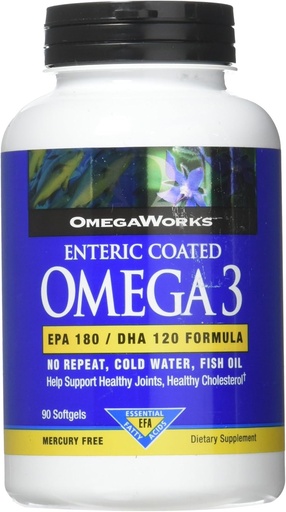 [BRSWIYYLBAMGG2T2] OmegaWorks Super Omega 3, EPA / DHA Maščobne kisline, Zdravi sklepi, Enterično prevlečenih 90 kapsul, 90 obrokov