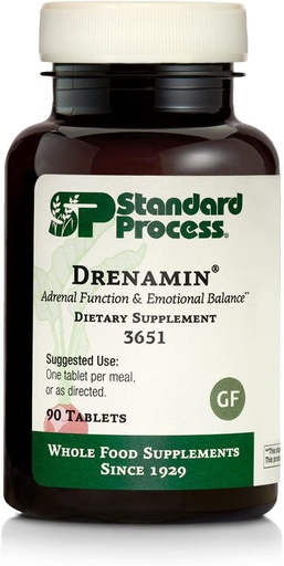 [BRSROYD7BECROCD4] Standard Process Drenamin - Adrenal Function Supplement for Healthy Stress Response - Supports Healthy Energy Production & Metabolism - Gluten-Free, Non-Dairy & Non-Soy - 90 Tablets (90 Servings)
