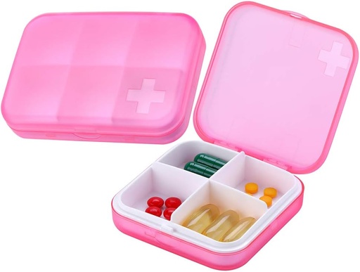 [BRSWGFD7C4NREE3V] Portable Pill Organizer - Slim Pill Box für Geldbörse oder Reise, Kompakte Pille Case(4+6 Compartment,Pink)