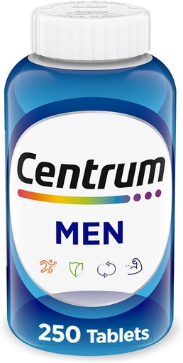 [BRSW2EA6OF6QM23P] Centrum Multivitamin pro muže, Multivitamin / Multiminerální doplněk s vitamínem D3, B vitaminy a antioxidanty, gluten zdarma, Non- GMO ingredience - 250 Počet