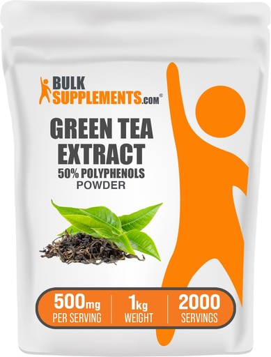 [BRSWIFI6OYHQK2A5] BulkSupplements.comgreen Tea Extract Powder - 50% Polyphenols Supplement, EGCG Supplements - Gluten Free, 500mg per Serving, 1kg (2.2 lbs) (Pack of 1)