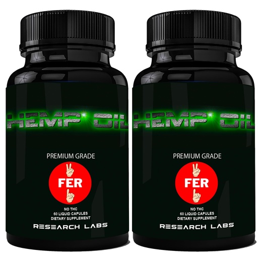 [BRSWGBD2AQNA22TX] Research Labs Premium Hemp Capsules, 2 Fer 1 Package! 100% Organic All Natural Oil, Worry Nervousness Body Ache Stress Support