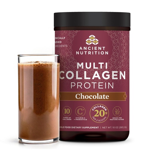 [BRSWGFT2DEOQIH36] Ancient Nutrition Collagen Peptides Powder, Multi Collagen Protein, Women & Men, Vitamin C, Probiotics, Hydrolyzed Collagen, Supports Skin, Joints, Gut Health, Chocolate, 24 Servings