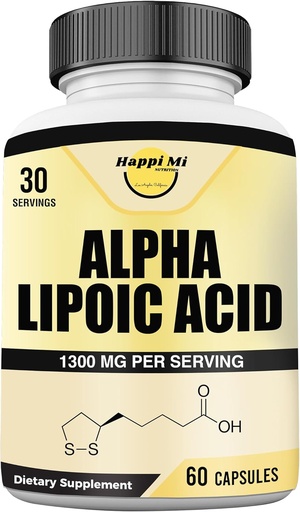 [BRSRA2QRB4NAYGQ7] Alpha Lipoic Acid Capsules 1300mg Per Serving - 30 Servings Per Bottle - Antioxidant Support for Overall Health