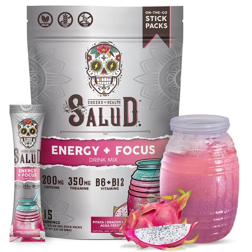 [BRSRA235DECQACTZ] Salud 2-in-1 Energy Drink Powder + Focus, Dragon Fruit, 15 Servings