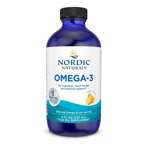 [BRSWI237BZ6AIG32] Nordic Naturals Omega-3, Lemon Flavor - 8 oz - 1560 mg Omega-3 - Fish Oil - EPA & DHA - Immune Support, Brain & Heart Health, Optimal Wellness - Non-GMO - 48 Servings