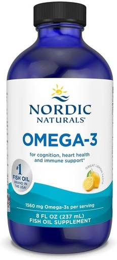 [BRSWI237BZ6AIG32] Nordic Naturals Omega-3, Lemon Flavor - 8 oz - 1560 mg Omega-3 - ribje olje - EPA & DHA - Imunska podpora, zdravje možganov in srca, Optimalna Wellness - Non-GMO - 48 Servings