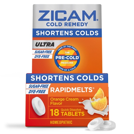 [BRSWIZYAAQMAIDA5] Zicam Ultra Cold Remedy Zinc Rapidmelts, Orange Cream Flavor, Homeopathic, Cold Shortening Medicine, Shortens Cold Duration, Sugar-Free, Dye-Free, 18 Count | Homeopathic Cold Remedy with Zinc, Shortens Cold Duration, Sugar-Free, Dye-Free